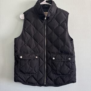 Woolrich Duck Down Puffer Vest Womens Large L Black Quilted Full Zip Winter